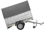 Autotransportanhänger 200×125 UNITRAILER GARDEN 201 KIPP mit BIS-Seitenwänden, H-800-Rahmen und grauer Plane-Neu – Bild 4
