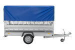Autotransportanhänger 264×125 UNITRAILER FORCE 264 KIPP mit Gitterwänden, H-800 Rahmen und blauer Plane-Neu – Bild 4