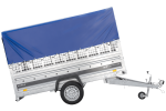 Autotransportanhänger auf Federn 264×125 UNITRAILER FORCE 264/R KIPP mit Gitterwänden, H-800 Rahmen und blauer Plane-Neu – Bild 8