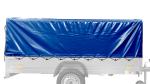 Autotransportanhänger 264×125 UNITRAILER FORCE 264 KIPP mit Gitterwänden, H-800 Rahmen und blauer Plane-Neu – Bild 15