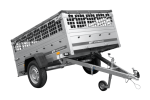 Einachsanhänger 200×125 UNITRAILER GARDEN 201 KIPP mit Gitterseitenwänden und grauer Abdeckung-Neu