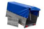 Einachsanhänger 264×150 UNITRAILER GARDEN 265 KIPP mit zusätzlichen Bordwänden, H-800-Hochspriegel und blauer Plane-Neu – Bild 9