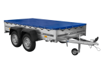 GARDEN TRAILER 264/2 KIPP MIT STÜTZRAD, PLANENTRÄGER UND BLAUER FLACHPLANE-Neu – Bild 3