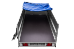 GARDEN TRAILER 264/2 KIPP Zweiachsanhänger mit Stützrad, Planenträgern, zus. Bordwänden und blauer Flachplane-Neu – Bild 12