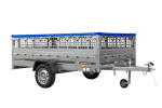 Leichter Anhänger auf Blattedern 264×150 UNITRAILER GARDEN 265/R KIPP mit Gitterwänden, H-0-Rahmen und blauer Plane-Neu