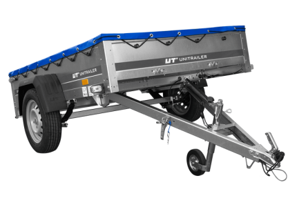 PKW Anhänger auf Blattfedern 200×125 UNITRAILER GARDEN 201/R KIPP mit H-0 Rahmen und blauer Plane-Neu