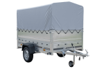 PKW-Anhänger auf Blattfedern 230×125 UNITRAILER GARDEN 230/R KIPP mit BIS-Seiten, H-800-Rahmen und grauer Plane-Neu