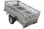 Pkw Transport Anhänger 230×125 Garden Trailer 230 KIPP mit Laubgitteraufsatz, blauer Flachplane, Planenträgern und Stützrad-Neu – Bild 12